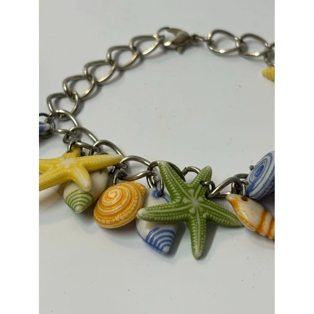 Charm Bracelet Vacation Sea Shells Coastal Maximalist Vibes - Picture 10 of 13